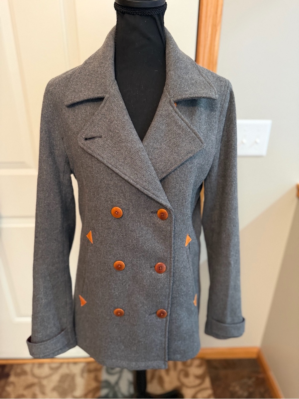 Levi’s gray double breasted western wool blend pea coat jacket.18972-0000 large